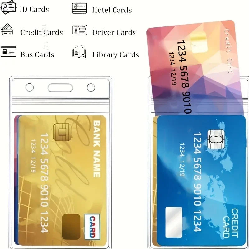 5-Pack Waterproof Transparent Card Holders – PVC Protectors