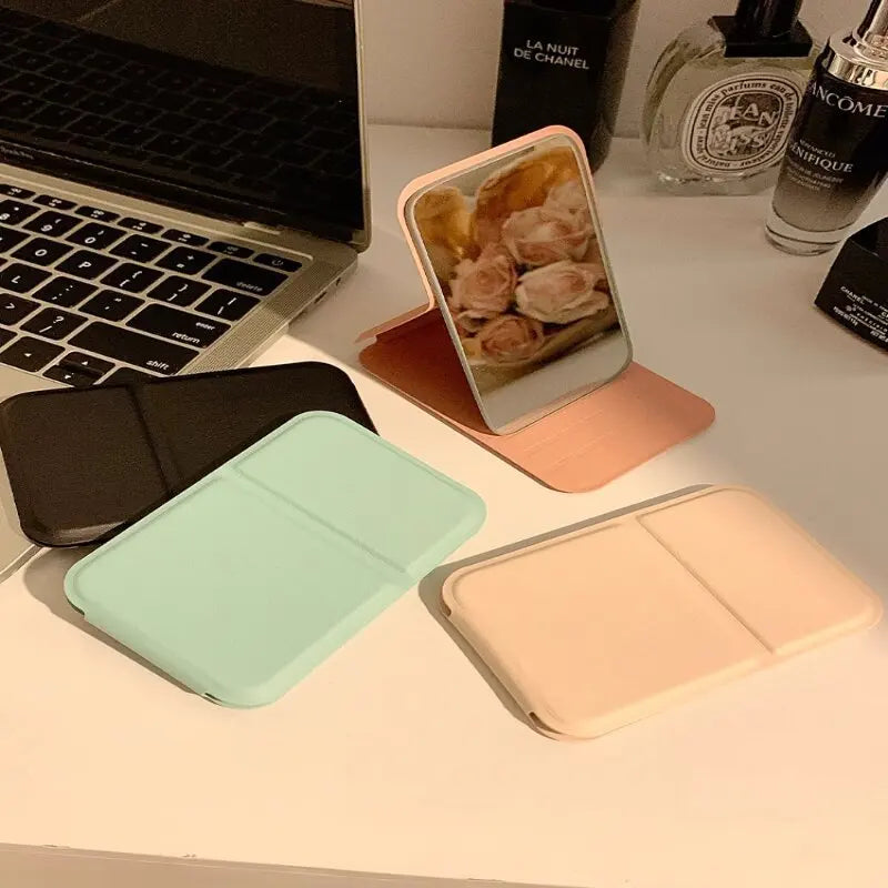 Foldable PU Leather Compact Makeup Mirror – Portable Pocket