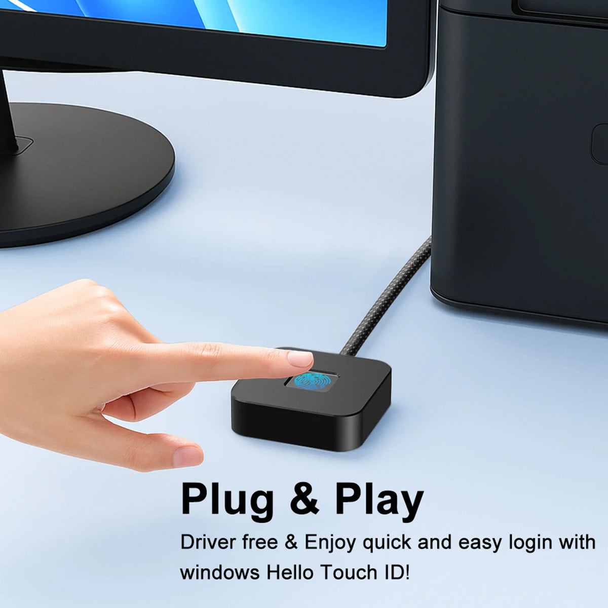 USB Fingerprint Reader for Windows Hello – 5ft Cable