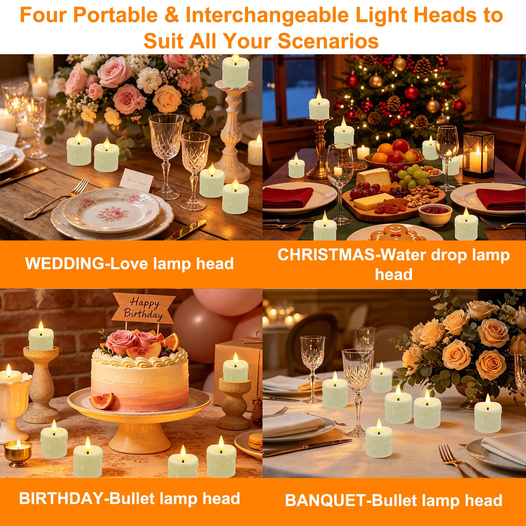 Rechargeable Flameless LED Tea Light Candles with Remote & Timer