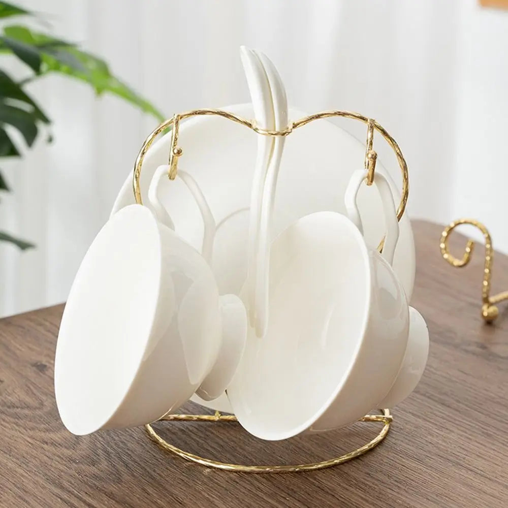 Metal Cup & Saucer Display Stand – Tea Coffee Organizer Rack