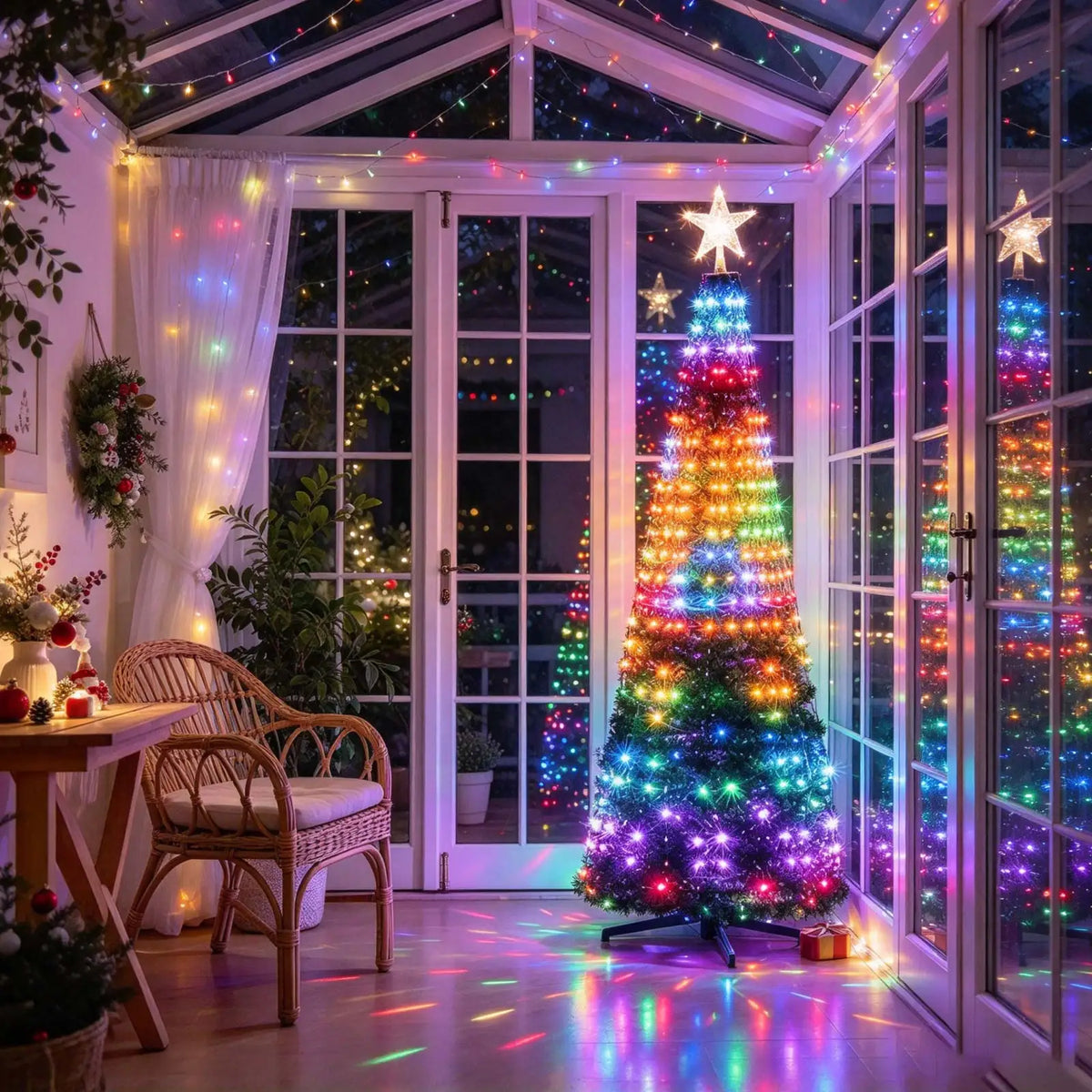 VIBE 400-LED Christmas Tree String Lights with Remote & Star Topper