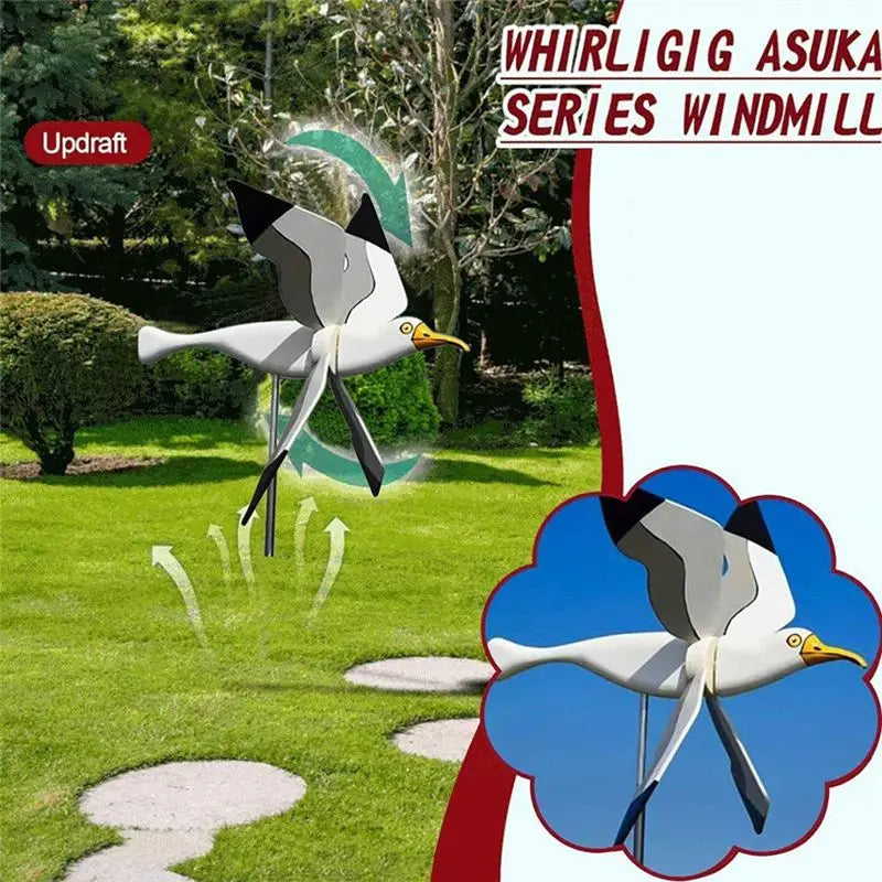 Flying Bird Windmill Garden Spinner – Seagull Whirligig Decor