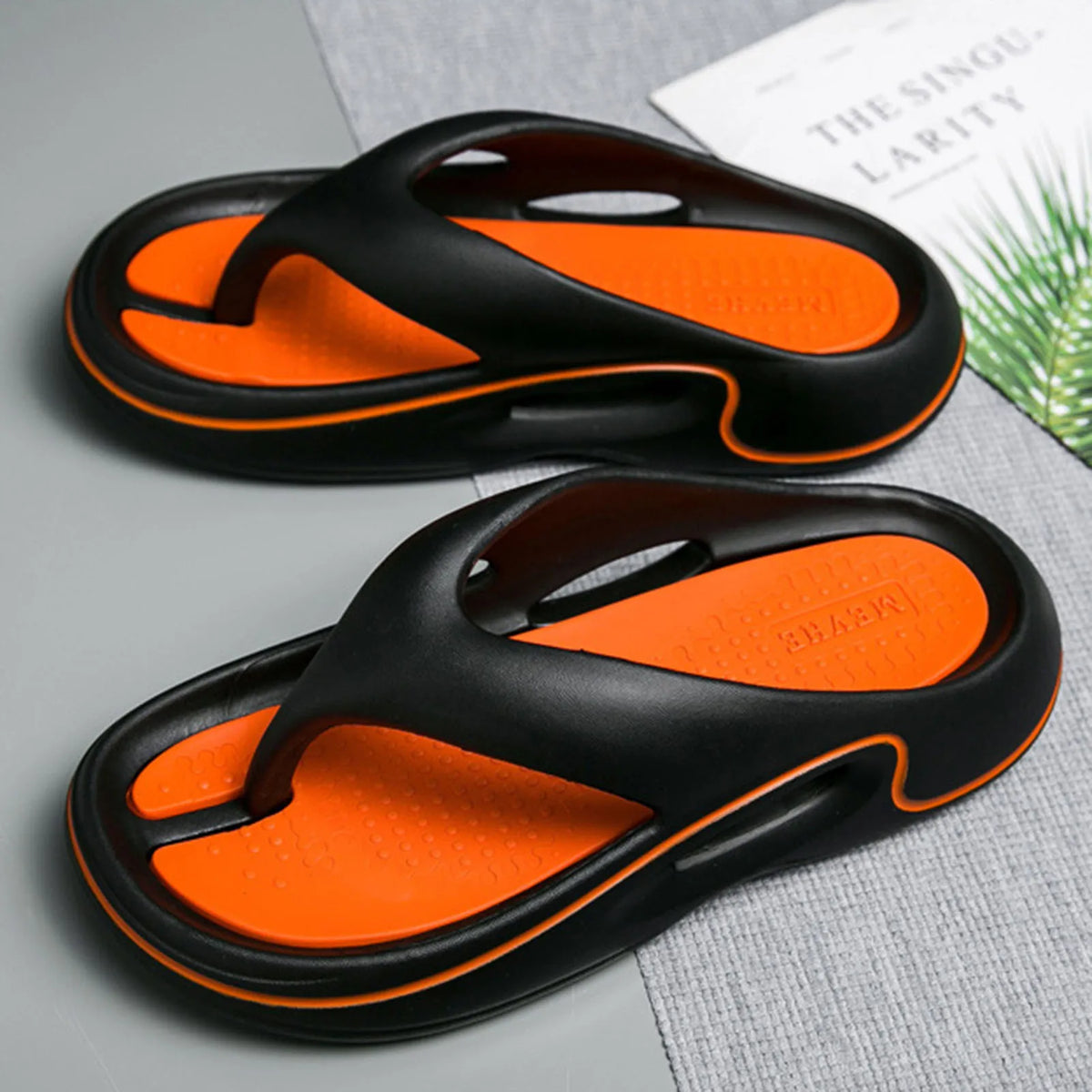 VIBE Men's Flip-Flop Slides – Soft EVA Thong Sandals