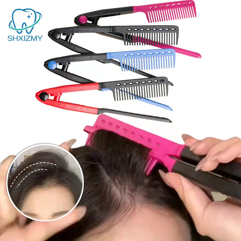 V-Type Hair Straightener Brush – Styling Comb for Men & Women