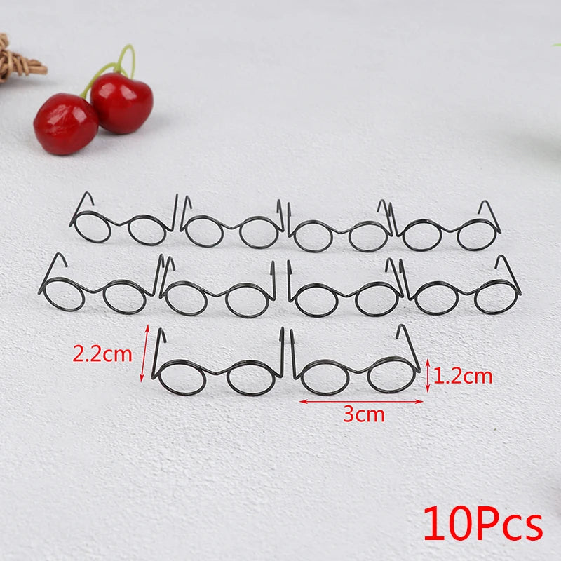 10Pcs Retro Round Lensless Doll Glasses for 30cm Dolls