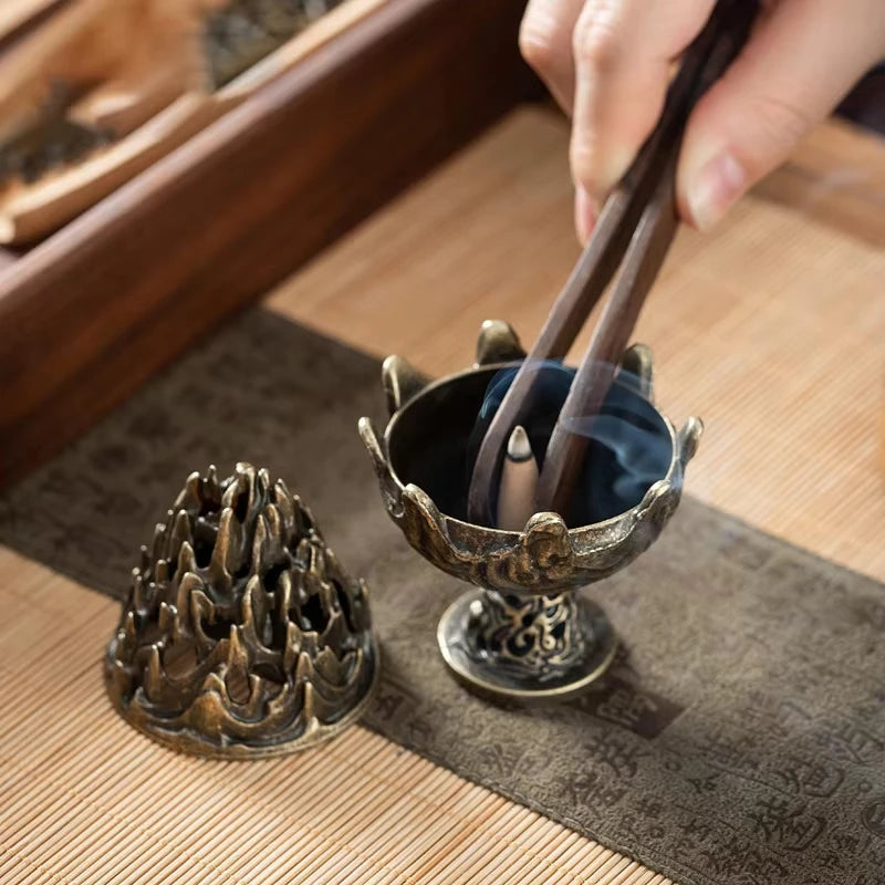 Vertical Mini Alloy Hollow Incense Burner – Tabletop Holder