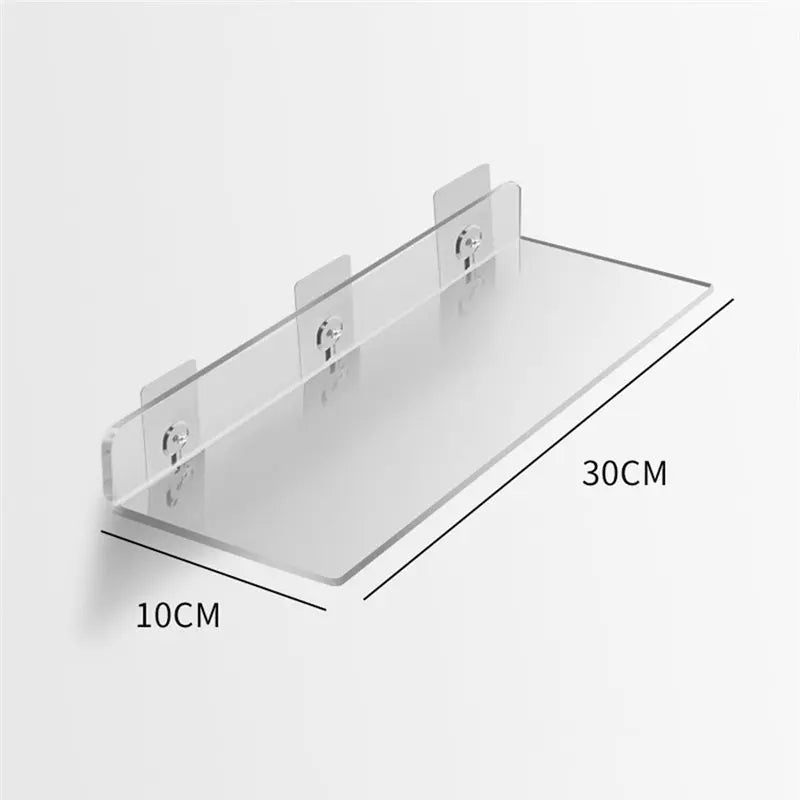 Wall-Mounted Self Adhesive Acrylic Storage Shelf 30×10cm