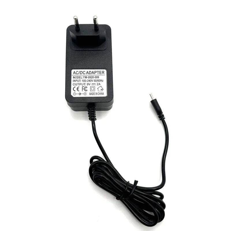 Universal 9V 2A Power Adapter – USB-C, 5.5×2.1 & 5.5×2.5mm