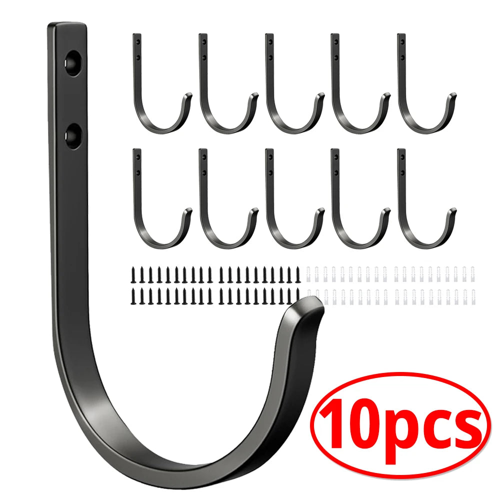 J-Shape Black Wall Mount Hook – Iron Coat & Towel Hanger