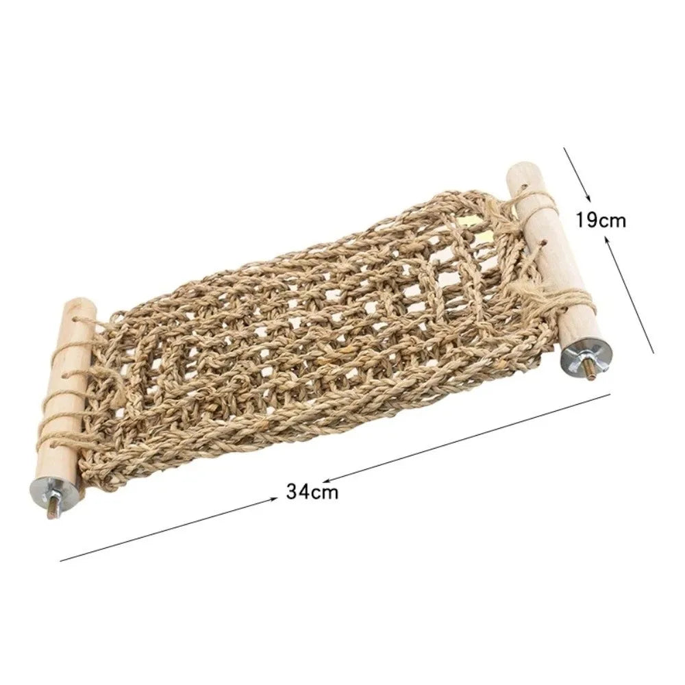 Hand Woven Parrot Hammock Toy – Chewable Bird Climbing Net