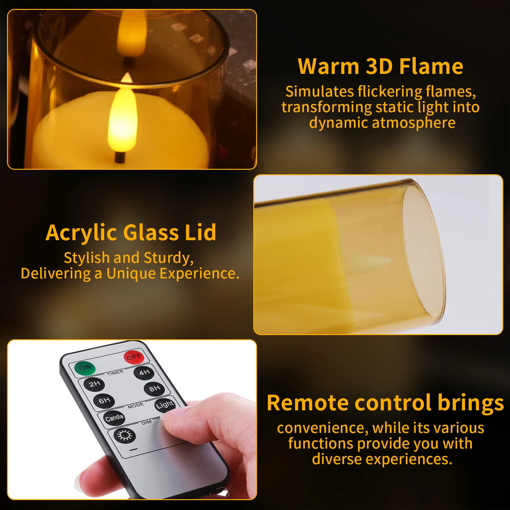 Flameless LED Candles 3D Wick Timer Remote & Lampshade – VIBE