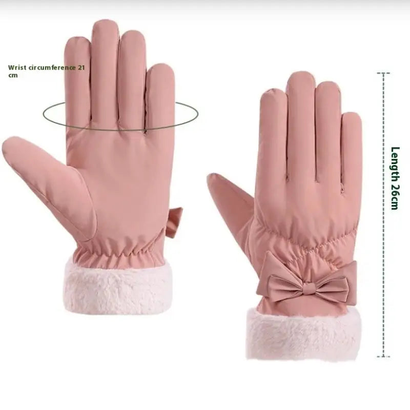Women's Fleece Ski Gloves – Waterproof Touchscreen Winter
