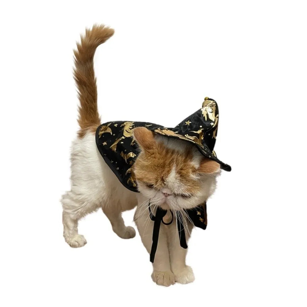 Halloween Wizard Hat & Cape Pet Costume for Cats & Dogs