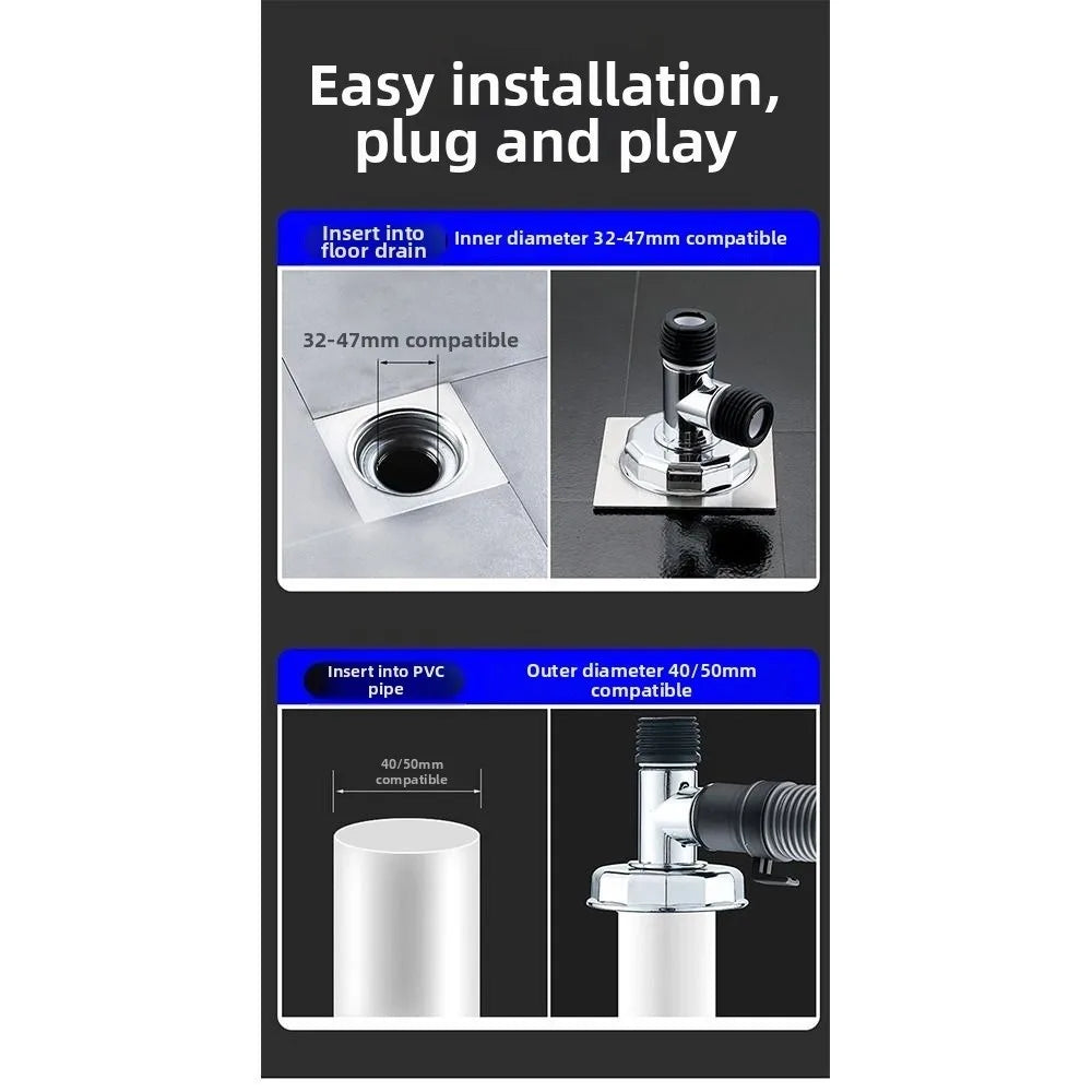 Washing Machine Drain Hose Tee Connector – Chrome Plated