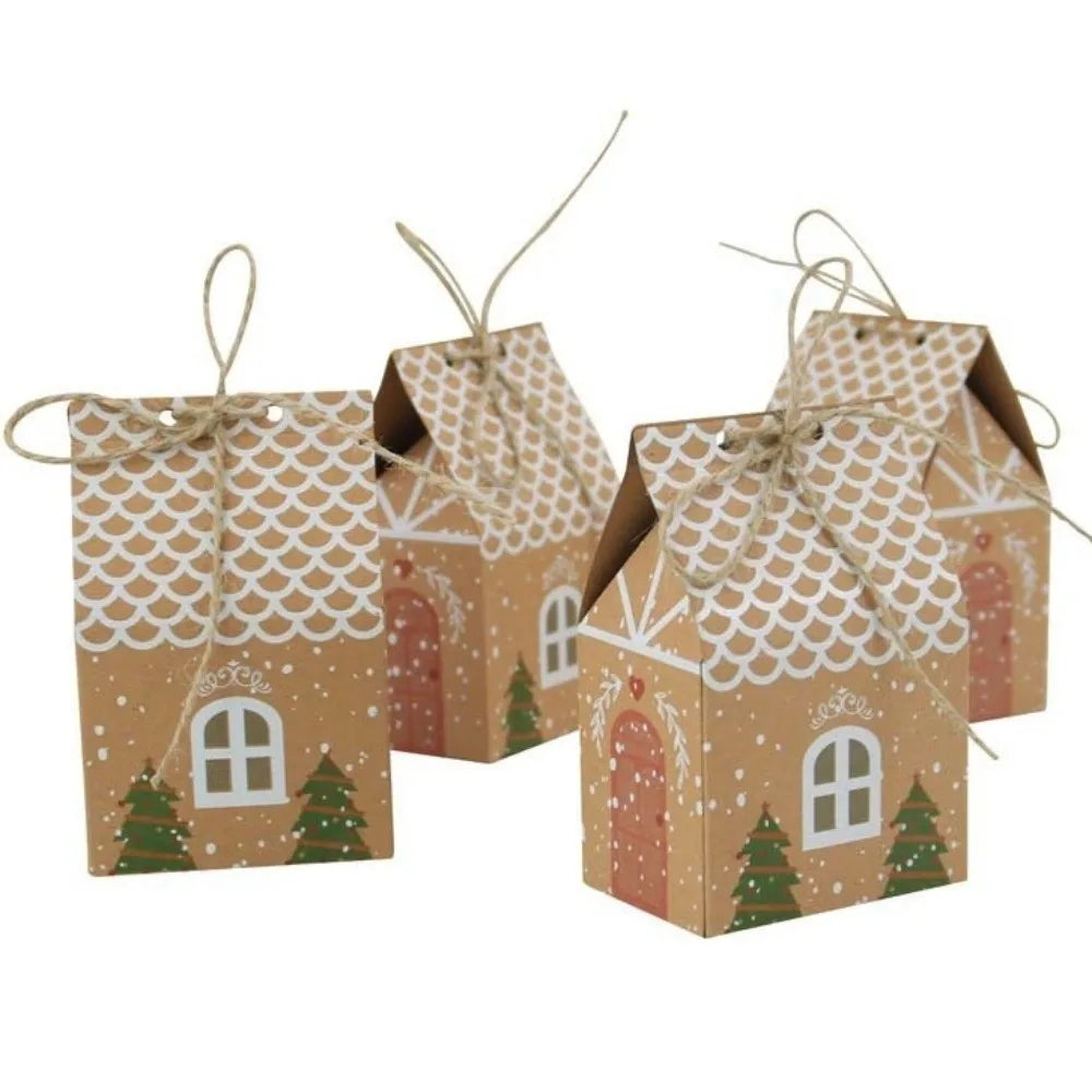 Christmas House Kraft Paper Candy Gift Boxes 25/50/100pcs