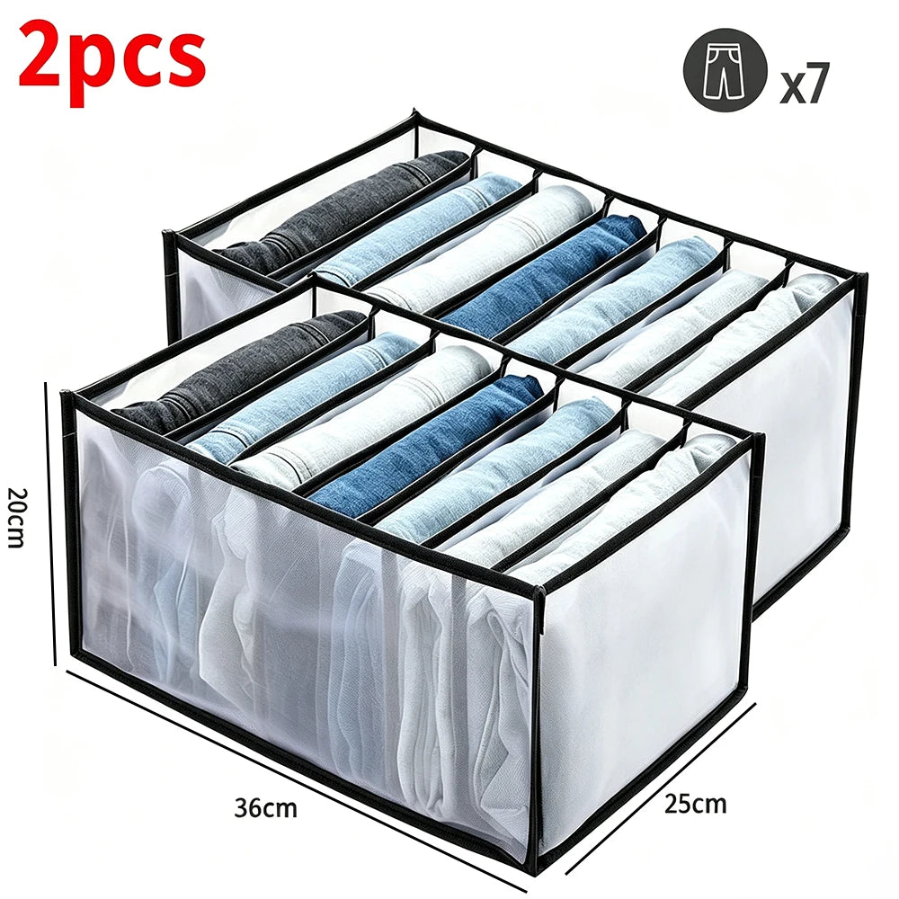 KindFuny 9/7 Grid Foldable Closet Pants & Clothes Organizer