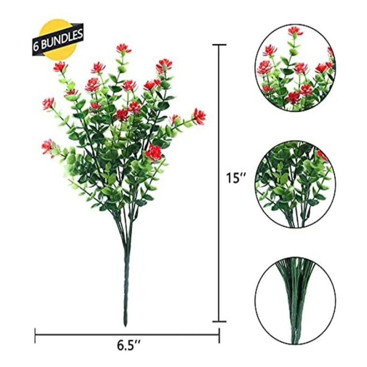 Red Artificial Rose Bouquet – Faux Floral Decor for Home & Events