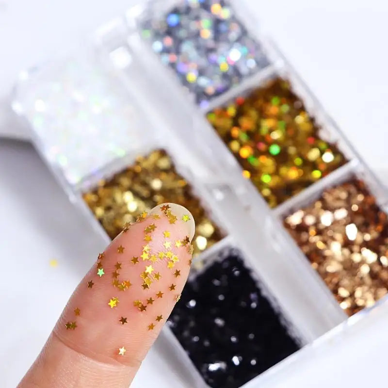 1mm Star Nail Glitter – 6-Color Sparkling Pentagram Nail Art