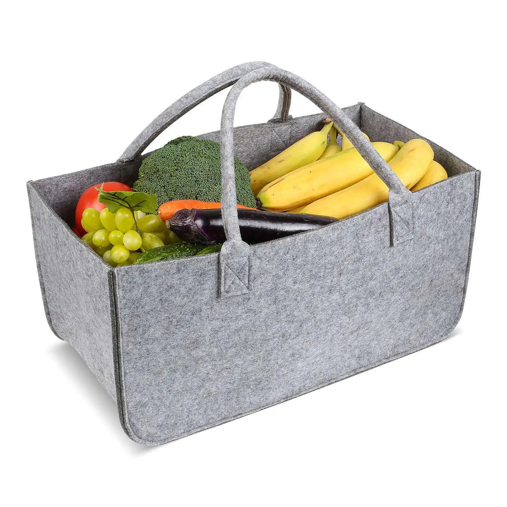 VIBE Gray Felt Tote Bag – Large Capacity Shopping & Storage