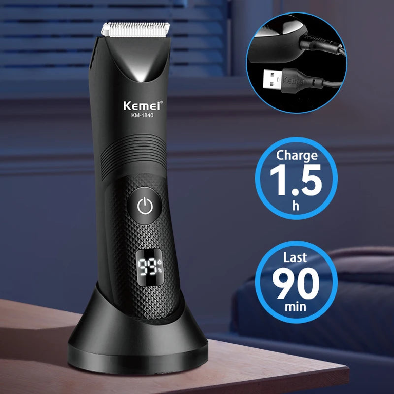 Kemei Electric Body & Beard Trimmer IPX7 Wet Dry Men Women