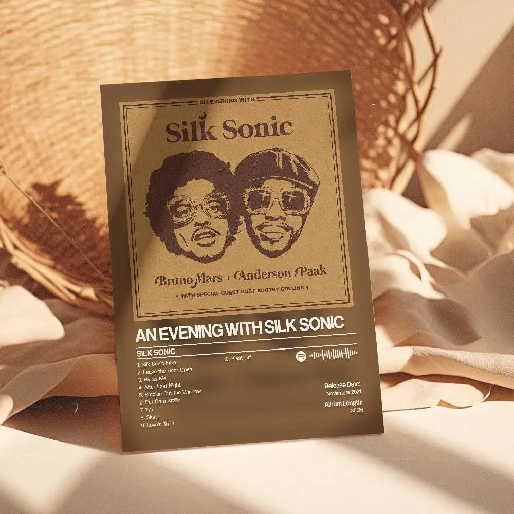 Silk Sonic Bruno Mars Waterproof Self-Adhesive Art Poster Sticker