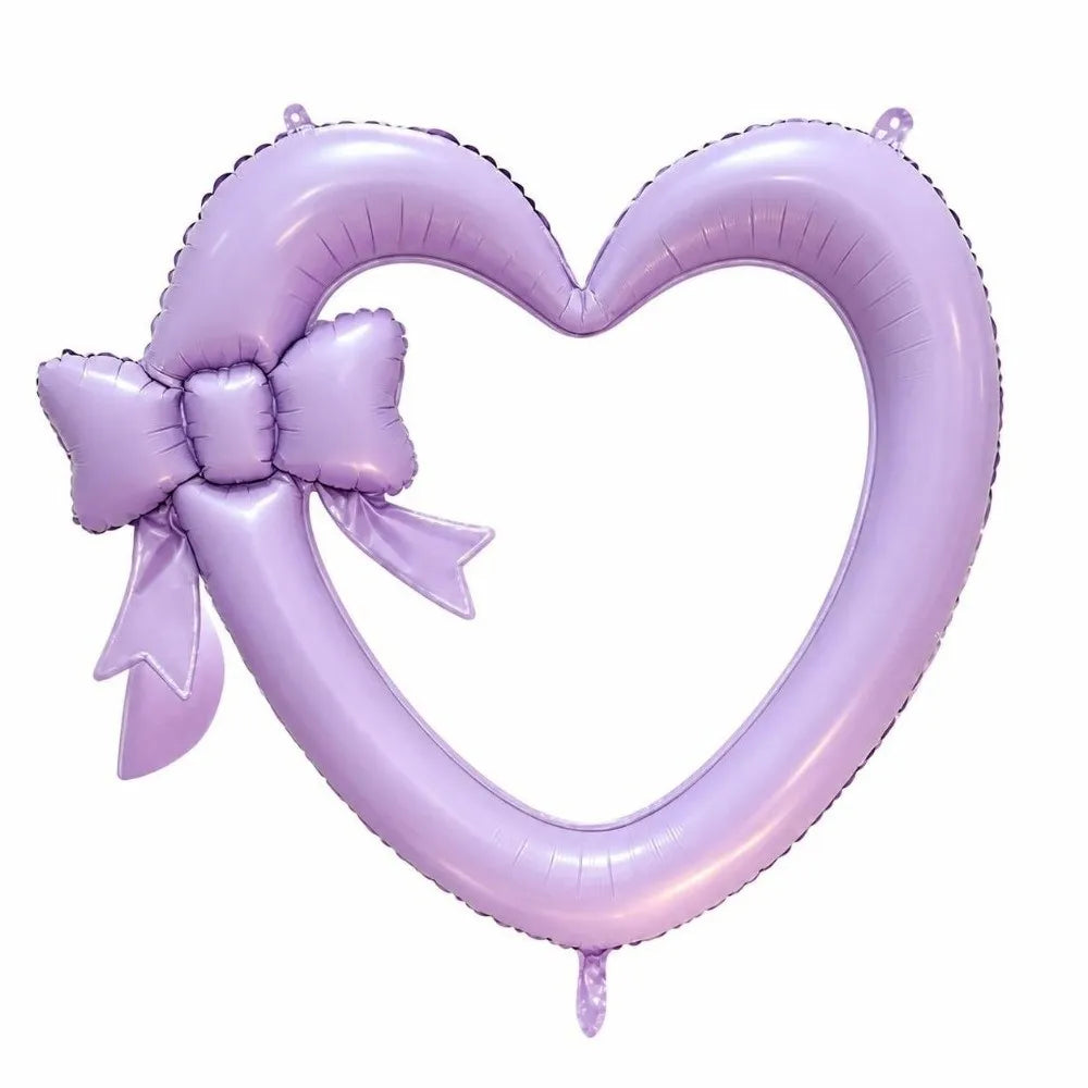 Heart Bow Foil Balloon Photo Prop – Valentine's Party Décor