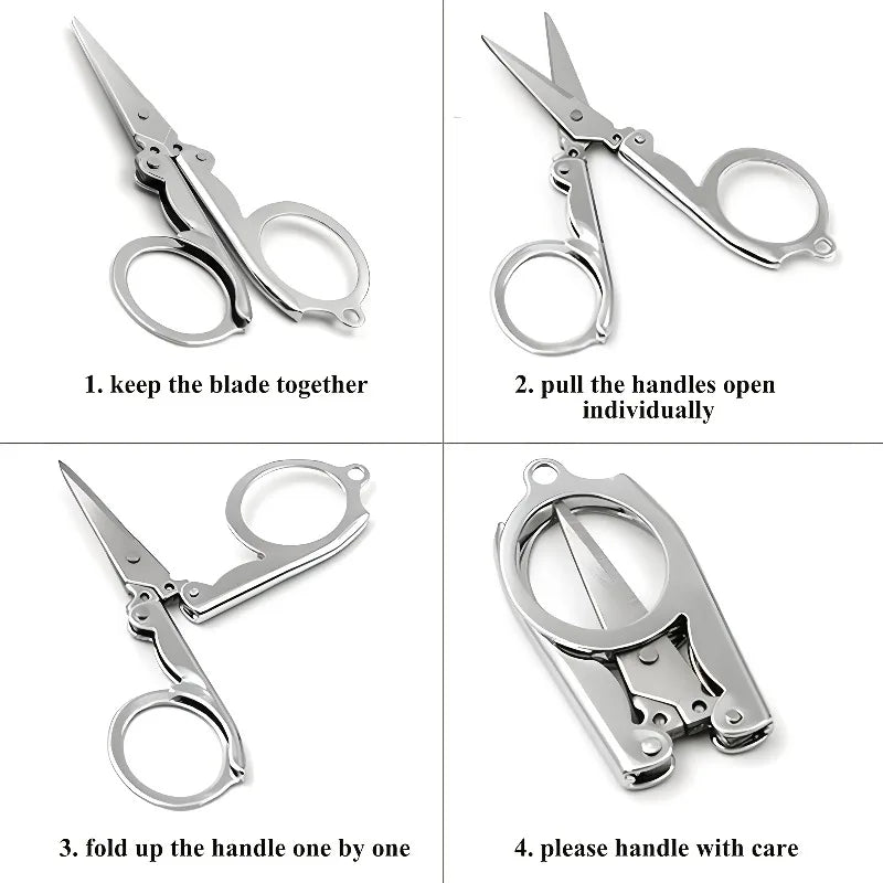 3-Pack Folding Stainless Steel Pocket Scissors with Key Ring