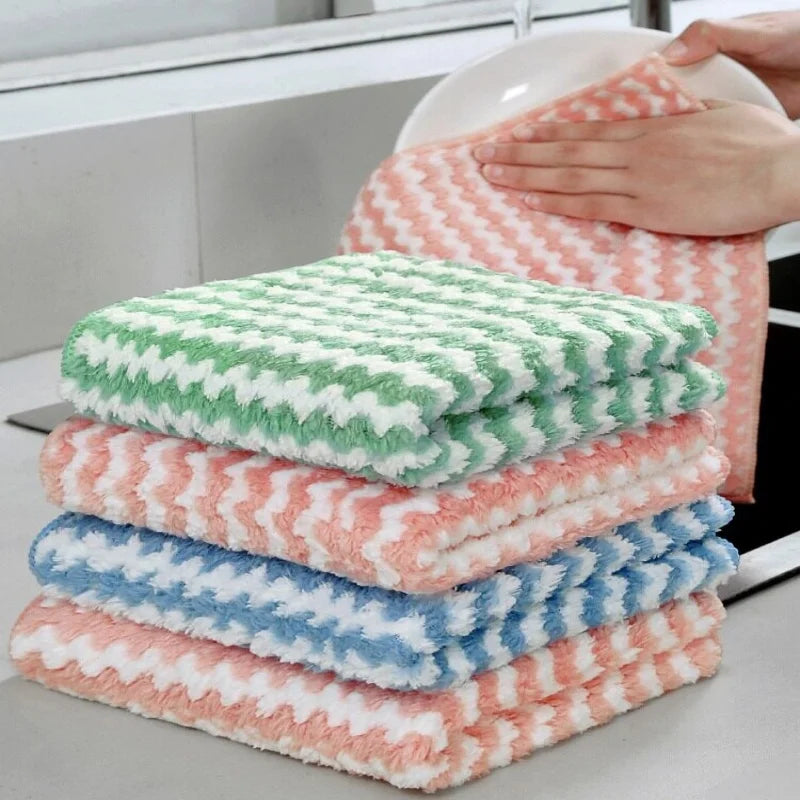 Thickened Microfiber Dish Cloths – Absorbent Reusable Cleaning Rags