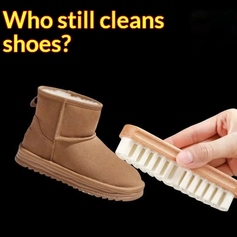 Wood Handle Suede Shoe Brush – Rubber Nubuck Cleaner Tool