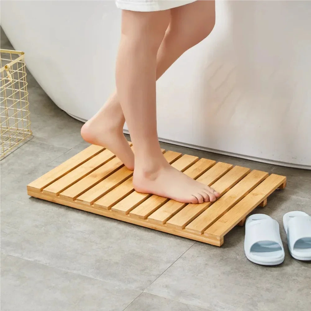 Bamboo Non-Slip Waterproof Step Stool Heightening Foot Pad