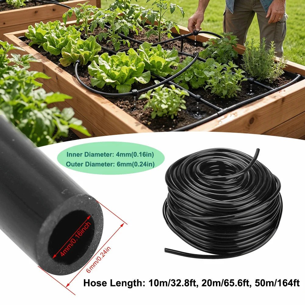 1/4 Inch Flexible PVC Drip Irrigation Hose – Black Garden Tubing