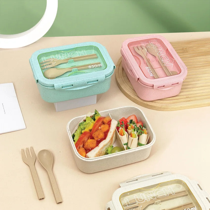 850ml Wheat Straw Bento Box – Microwave-Safe Lunch Container