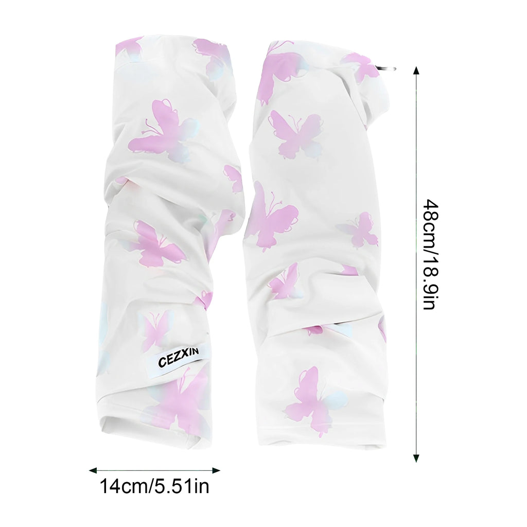 UPF50+ Ice Silk Arm Sleeves – Butterfly Pattern Sun Protection