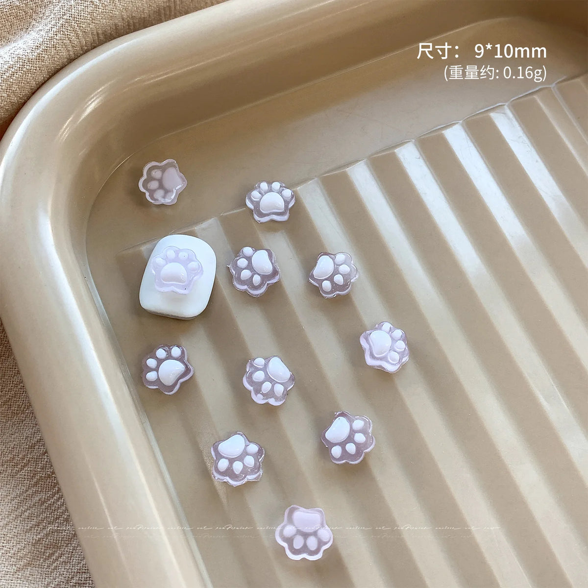10pcs 3D Cat Paw Nail Charms Kawaii Acrylic Rhinestone Decor