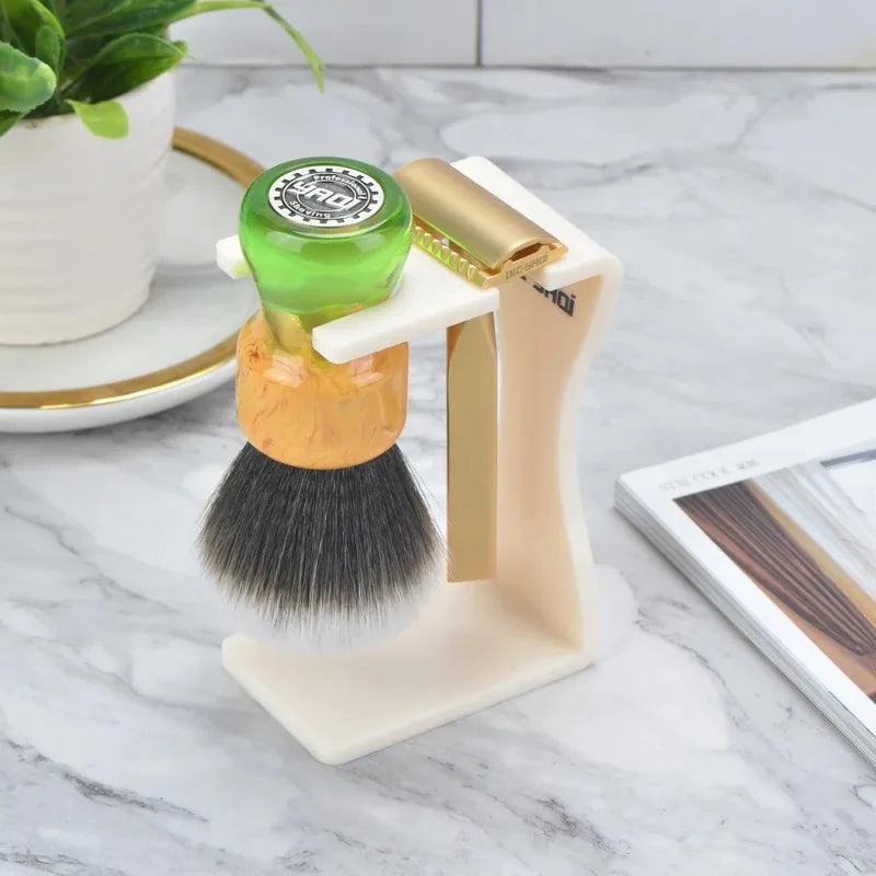 YAQI Shaving Brush & Razor Holder Stand – Creamy White