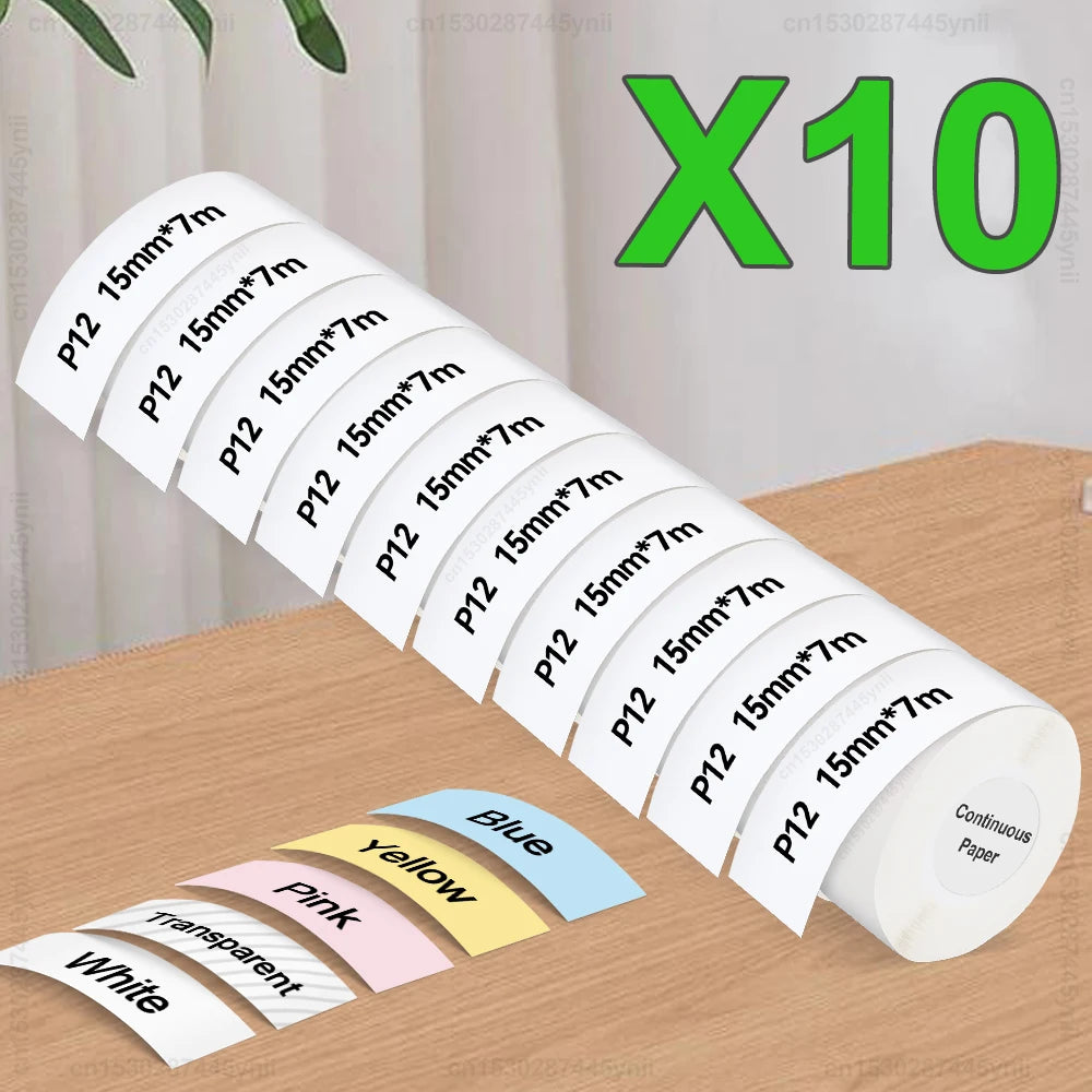 P12 Thermal Label Paper 15mm×7m – 5/10 Pack | Marklife Compatible
