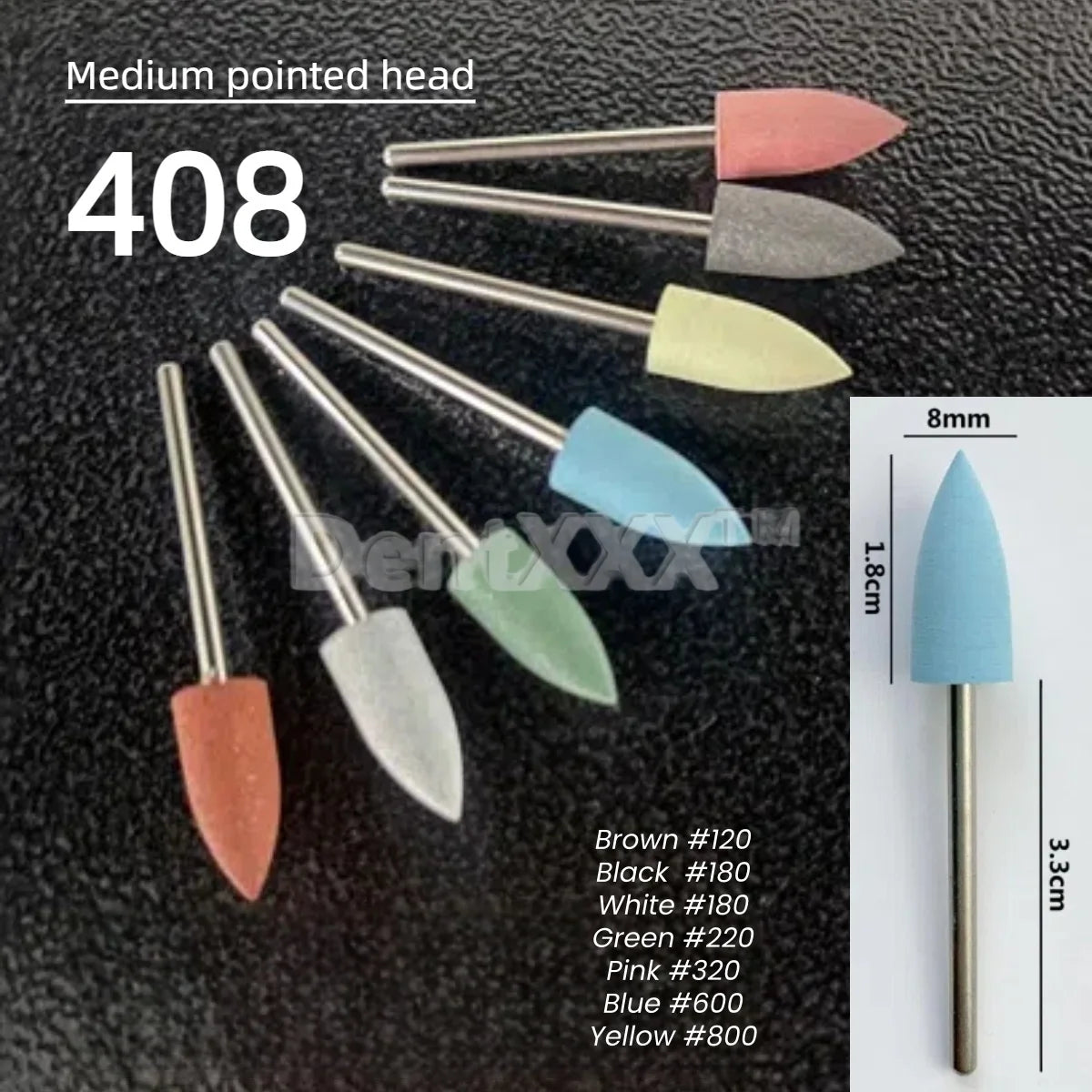Cone Silicone Nail Polishers 7 Grits Set – 10/50/100 Pcs