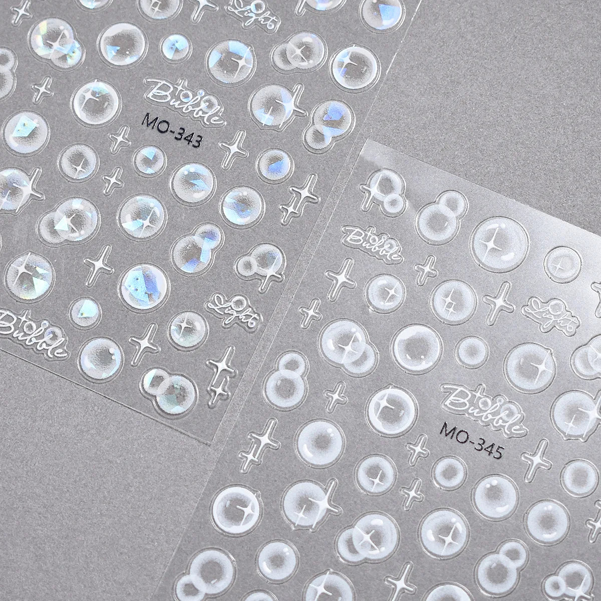 Holographic 3D Bubble Nail Stickers – Heart & Star Decals