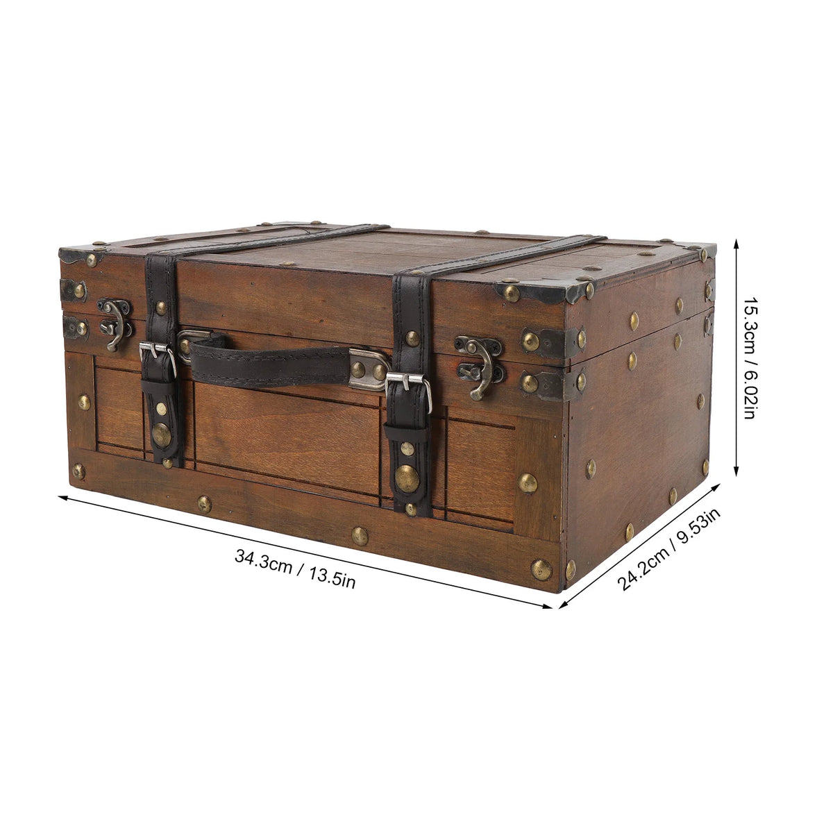 Vintage Wooden Treasure Chest – Jewelry & Storage Trunk