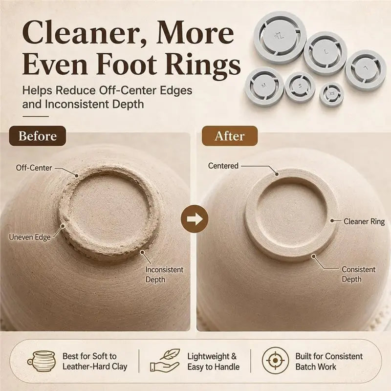 Pottery Foot Ring Tool Clay Base Aligner with 2 Scrapers