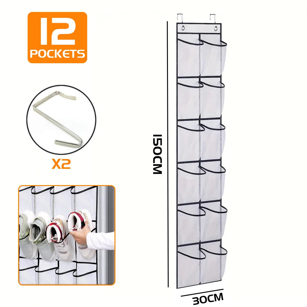 Over the Door Shoe Organizer – 35 Large Mesh Pockets Hanging Rack