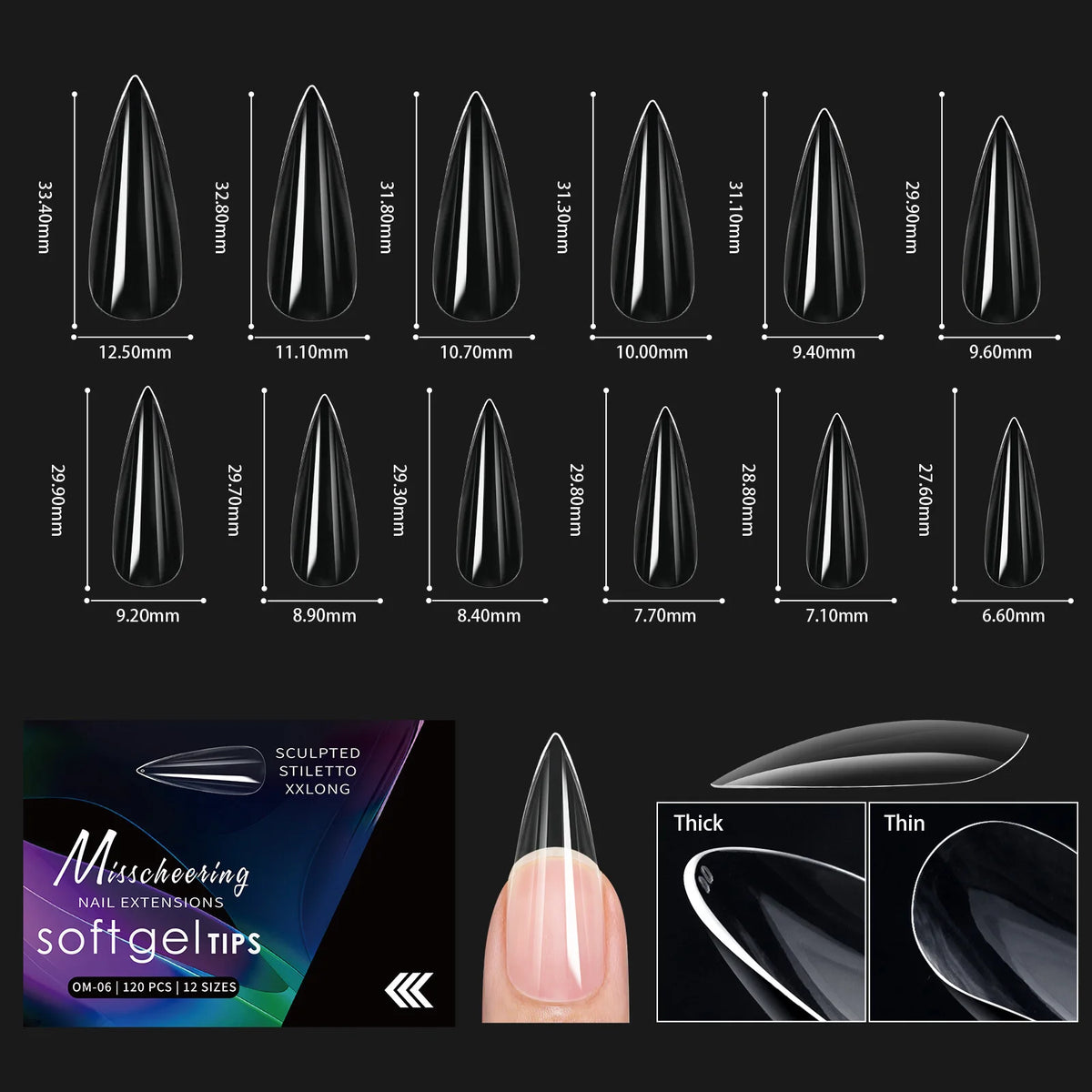 120pcs Clear Soft Gel Nail Tips – 14 Arch Styles Full Cover