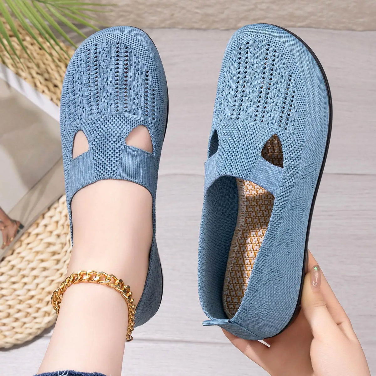 Women's Knit Slip-On Loafers – Breathable Lightweight Flat Shoes