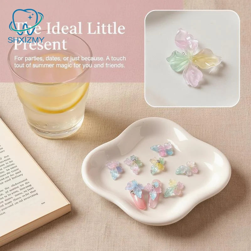20Pcs 3D Ice Crystal Flower Nail Charms DIY Nail Art Decor