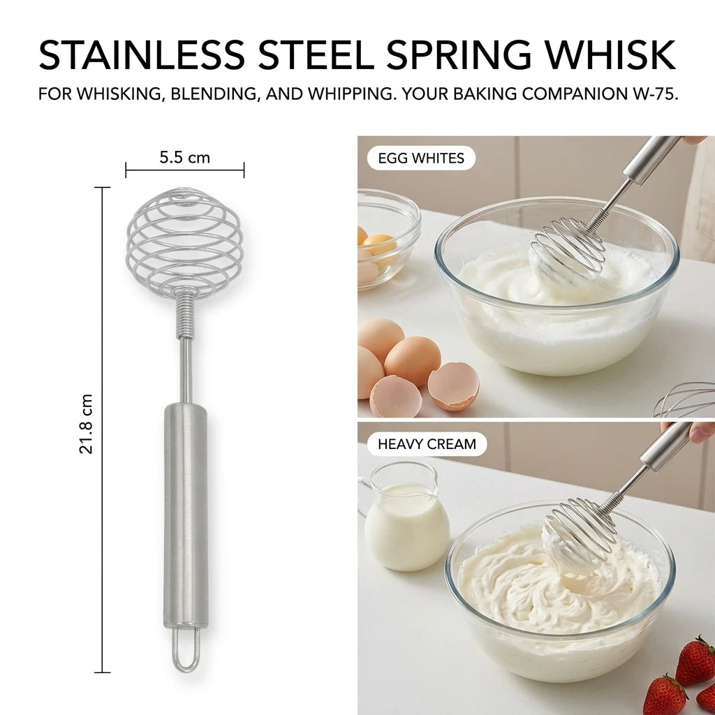 Stainless Steel Manual Whisk – Ergonomic Egg Beater Tool