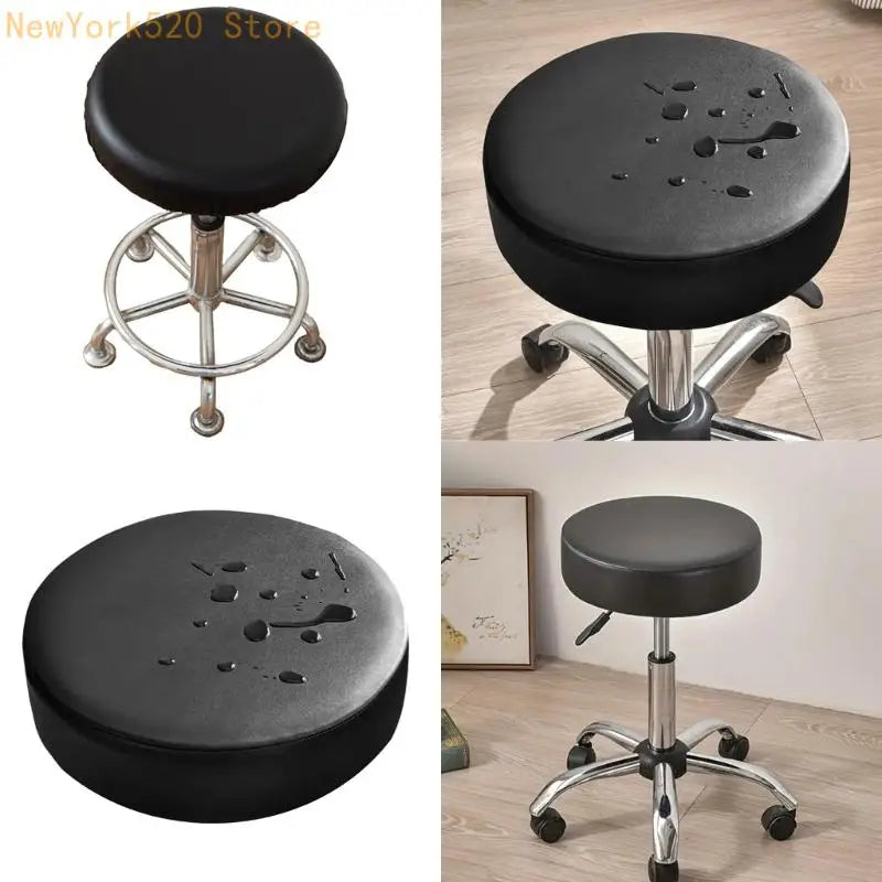 Elastic Faux Leather Round Stool Cover – Waterproof Slipcover