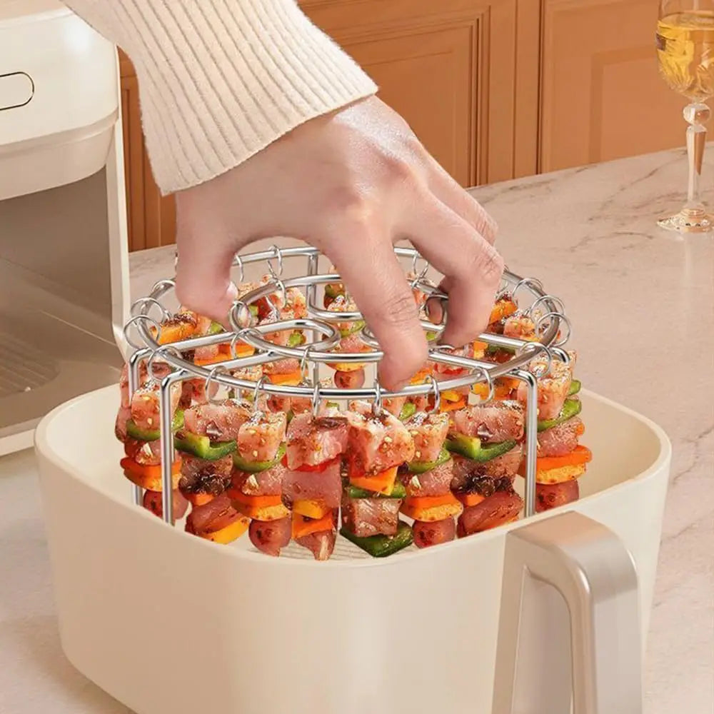 Stainless Steel Vertical BBQ Skewer Rack with 24 Skewers