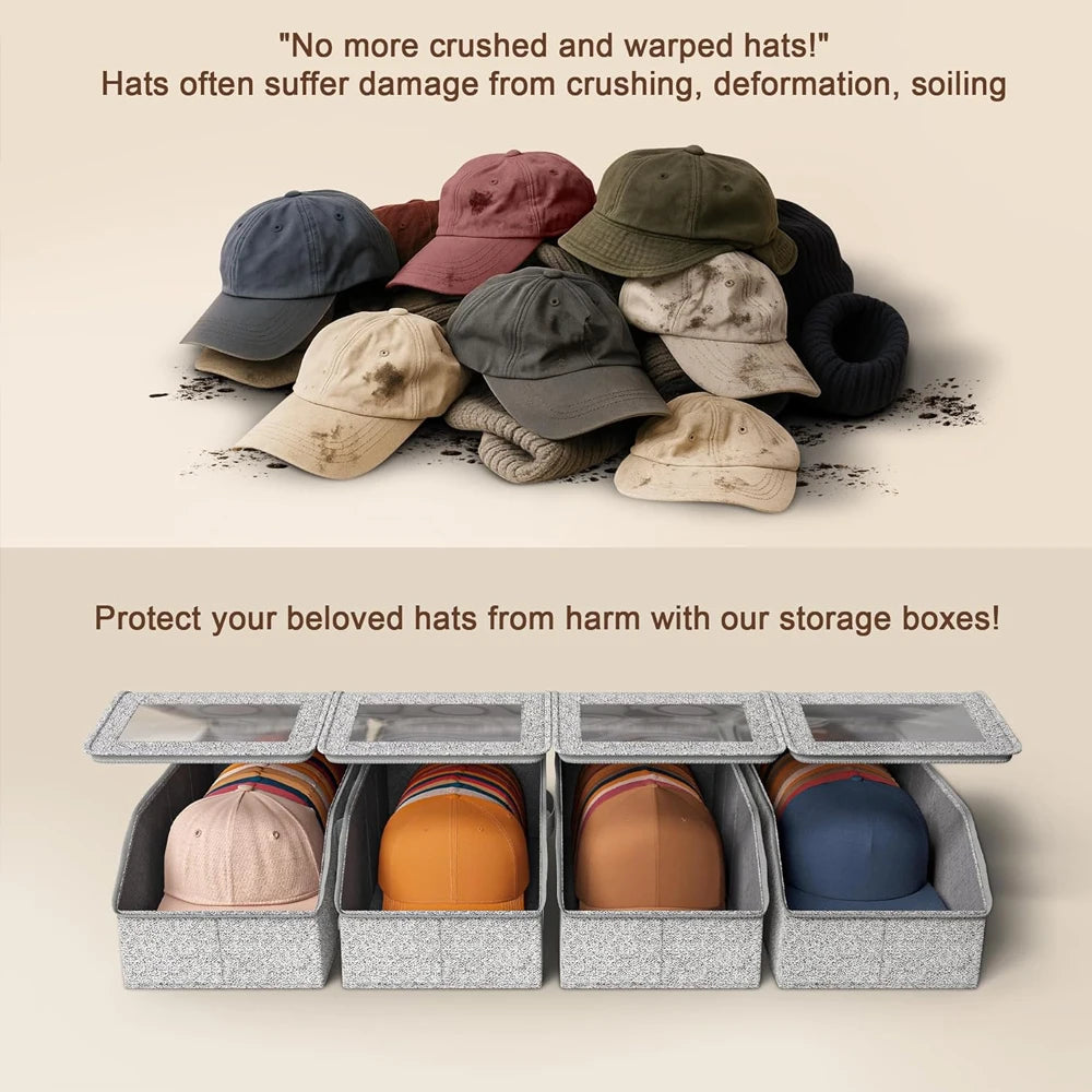 Foldable Baseball Cap Storage Box – Window & Zipper | VIBE