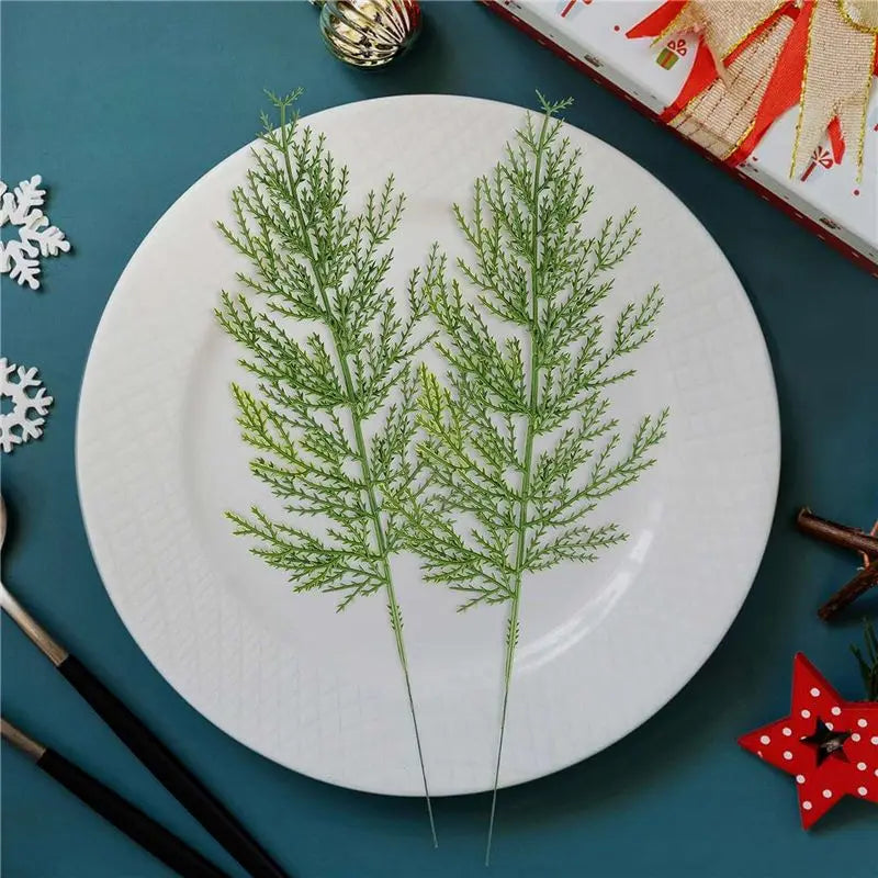 80-Pc Artificial Cedar Sprigs Faux Pine Branches Christmas Greenery